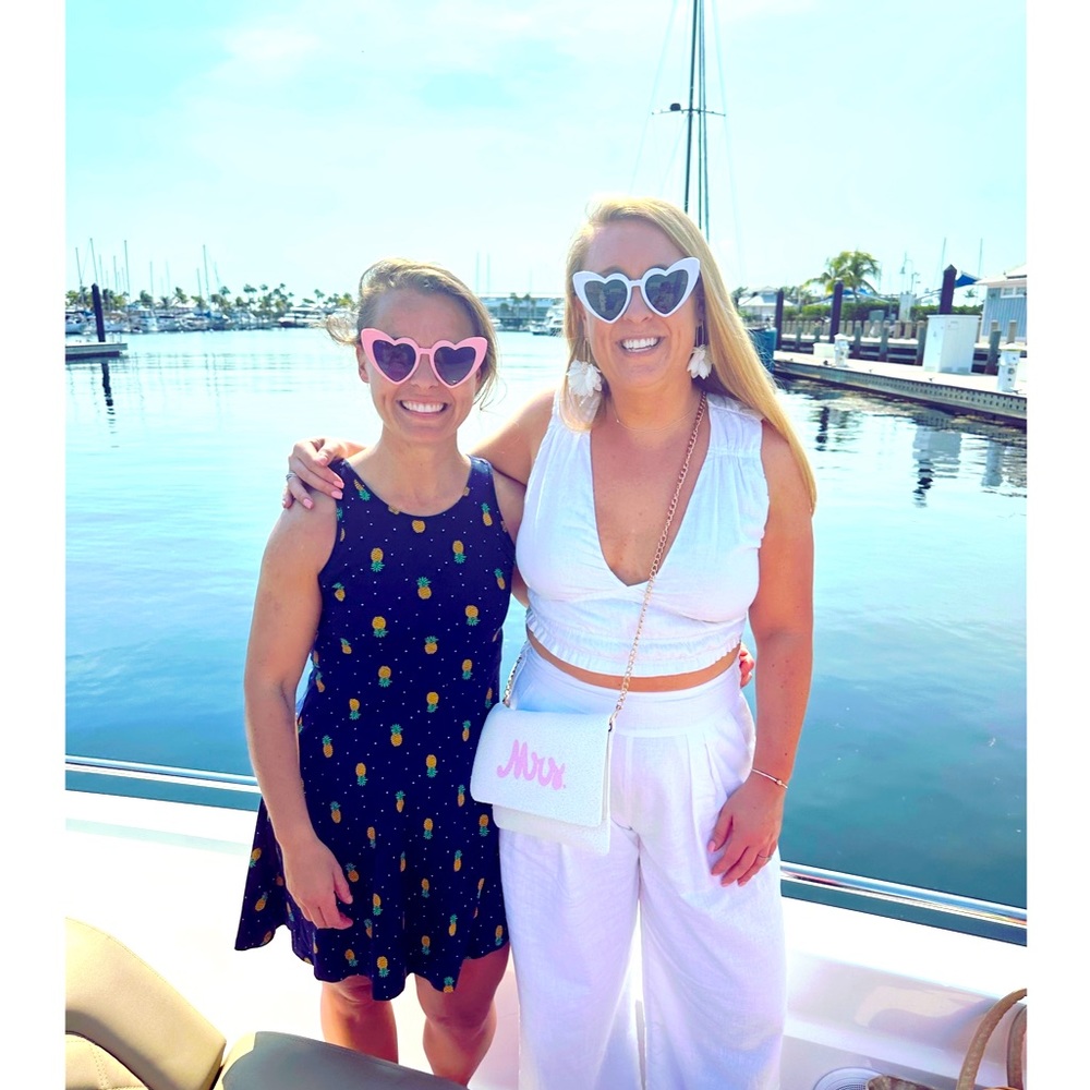 Pink Lily Mrs Bag with gold chain strap